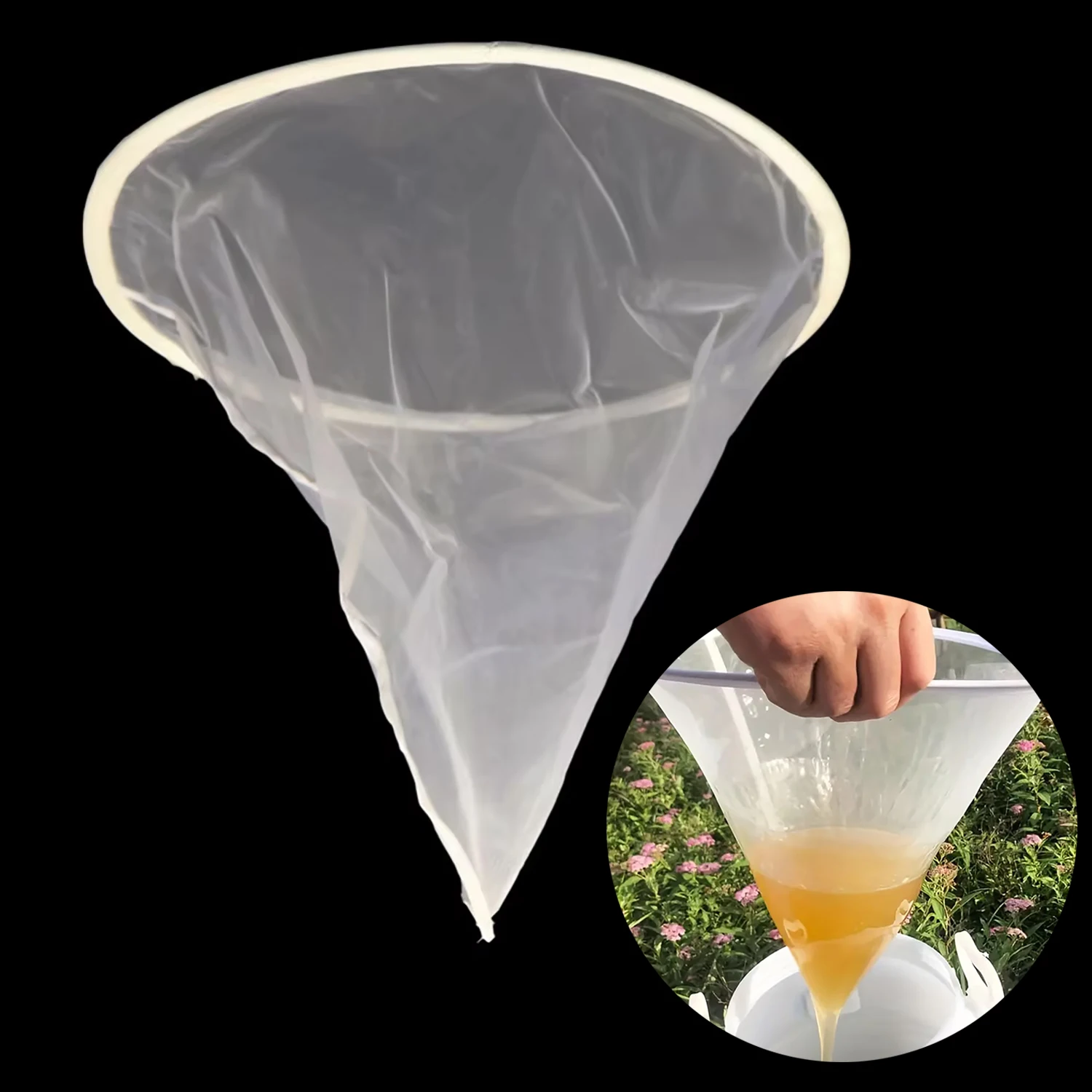 Nylon Honey Filter Honey Collection Impurities Strainer Honey/Water/Liquid Conical Precision Mesh Filtration Beekeeping Tool