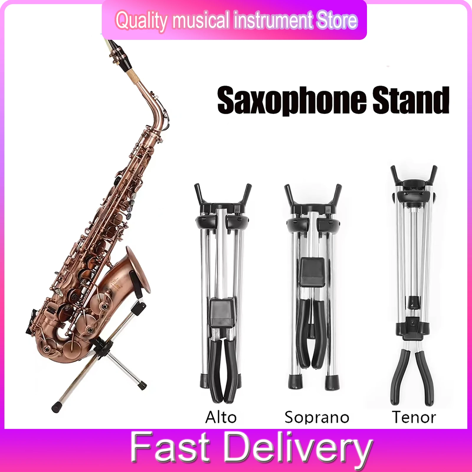 

SLADE Alto Tenor Soprano Saxophone Stand Foldable Portable Sax Universal Tripod Holder Bracket Woodwind Instrument Accessory