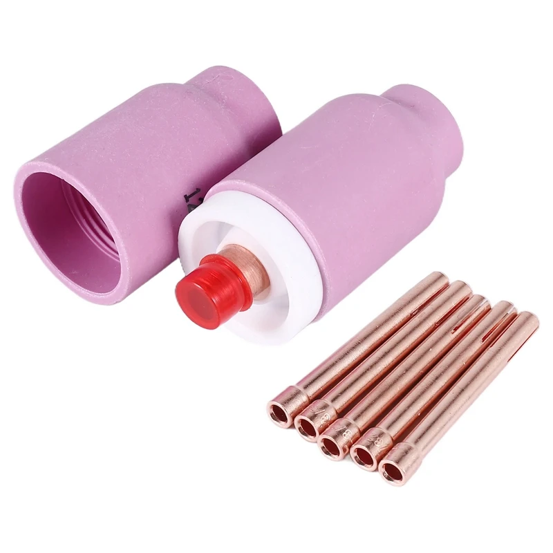 9Pcs TIG Welding Torch Large Long Gas Lens & Alumina Cup For WP17 WP18 WP26 TIG Collet Bodies Spares Kit Accessories