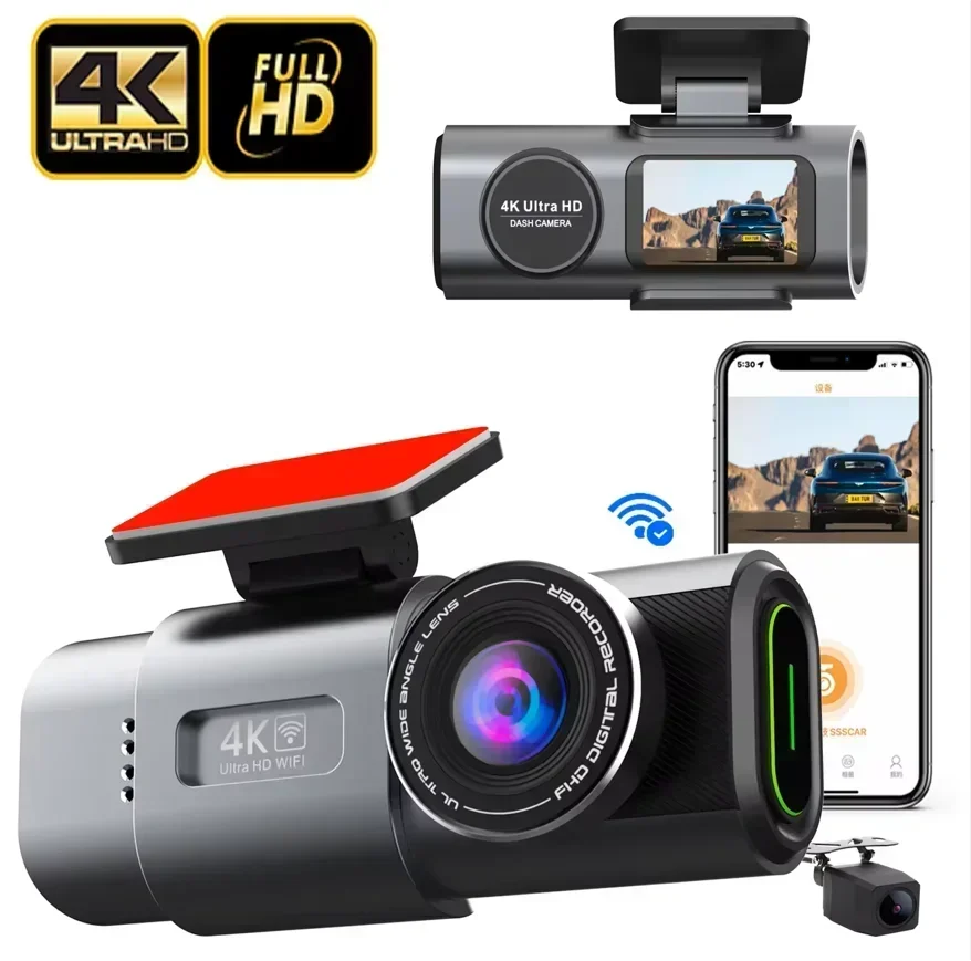 Mini Car Dvr 4K Dash Camera  Wifi Dual Lens Front And Rear Car Camera Black Box  Dash Cam 4K For Car