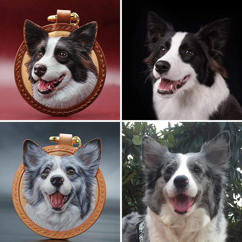 dog and cat portraits, fashionable pets Customized pet felt sculptures, leather