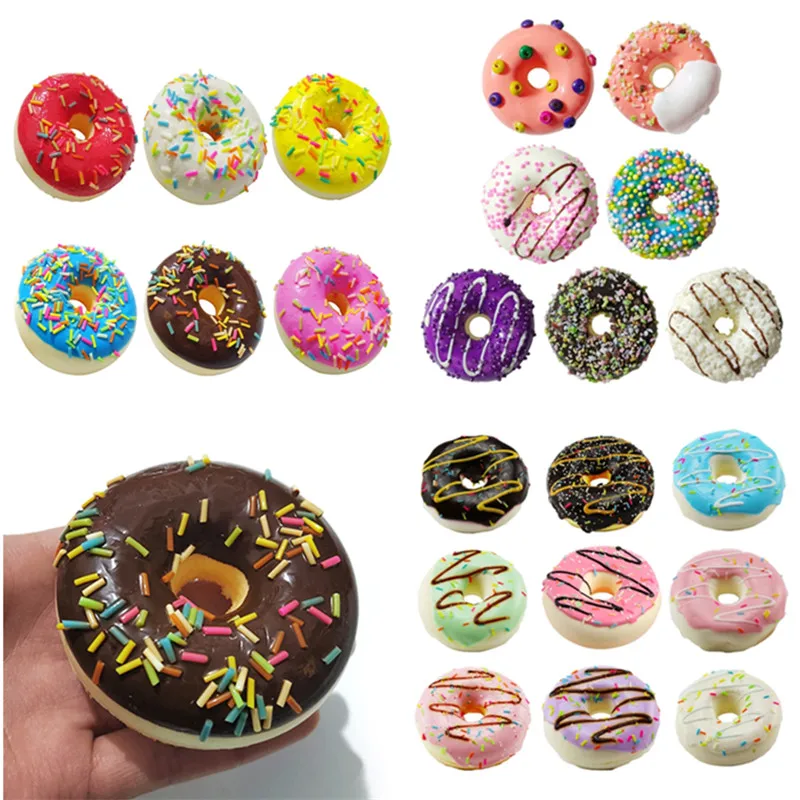 Artificial Donuts Model Simulation PU Donut Bread Photography Props For Stress Relief Slow Rebound Fake Food Fun Ornament