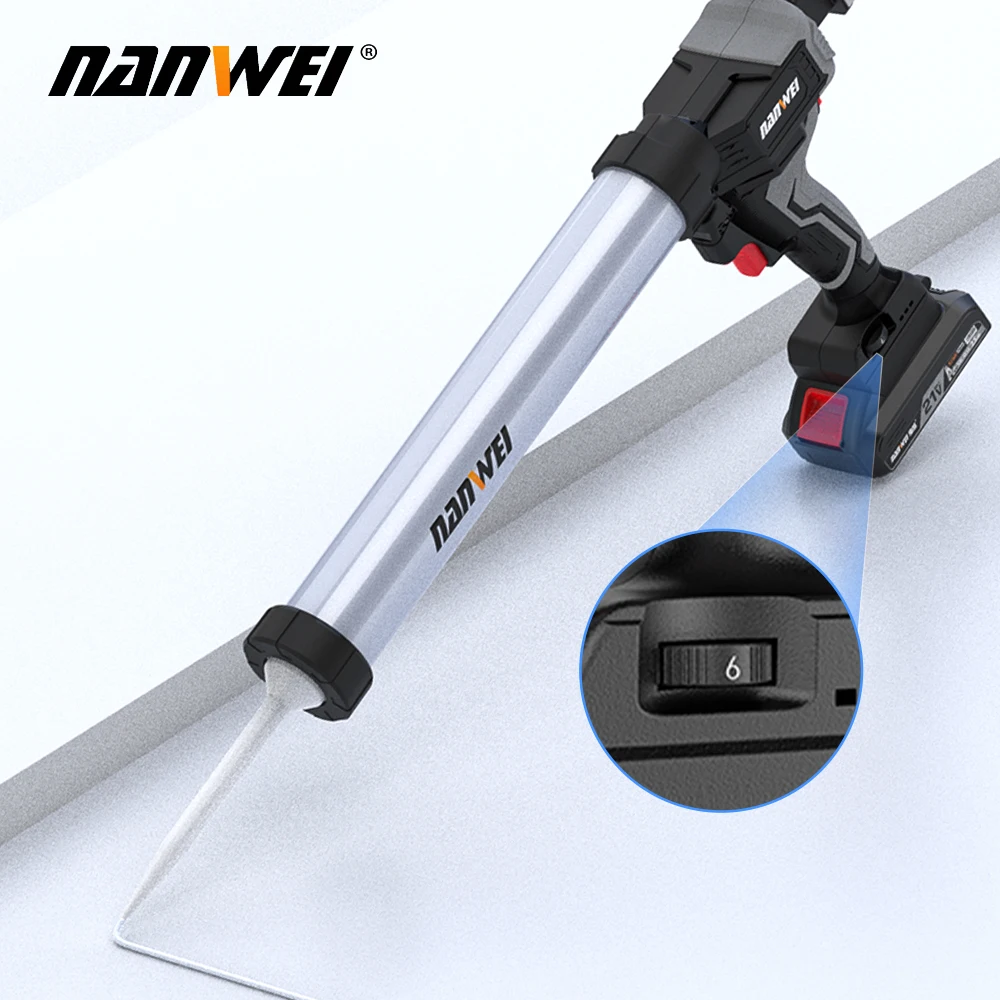 Pistolet do kleju NANWEI Electric 21V Akumulatorowy Bezszczotkowy Pistolet do Kleju Cementowego do Szkła Elektryczny Pistolet do Uszczelniania