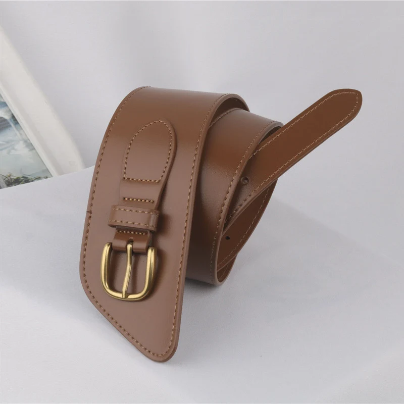 BEAUTODAY Belt Women Cow Leather Wide Belts Solid Color Classic Waistband Jeans Dress 2024 Ladies Accessories Handmade 91101