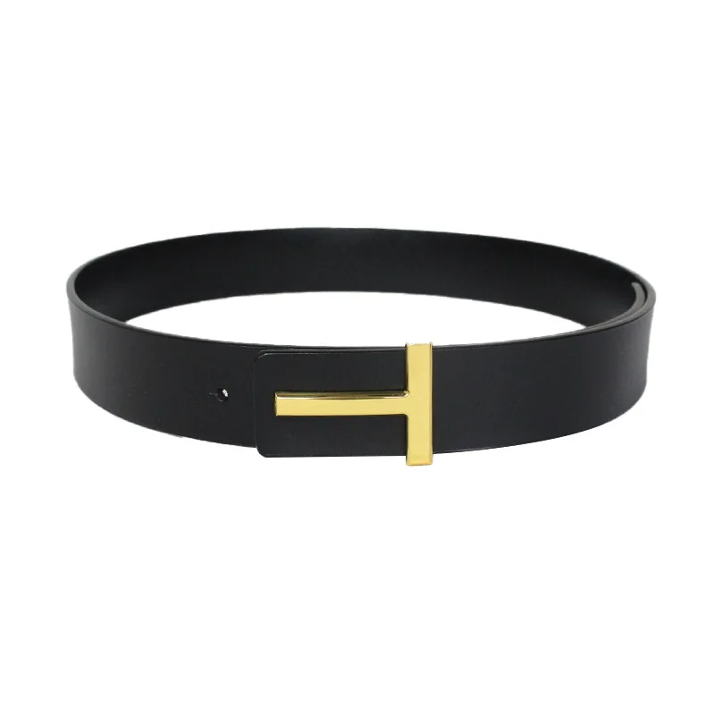 Luxury 3.8cm Width TF PUl Leather Designer Brand  Outdoor Men Belt Soft Real Sports Accessories Women Black Belt