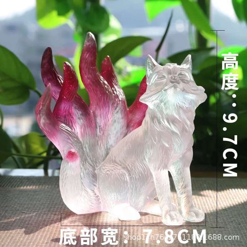 Real Glass Nine-Tailed Fox Statue Ornament