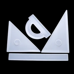 30cm Rectangle Transparent Silicone Mold Protractor Triangle Right Angle Ruler Resin Epoxy Silicone Mould For DIY Handmade Tool