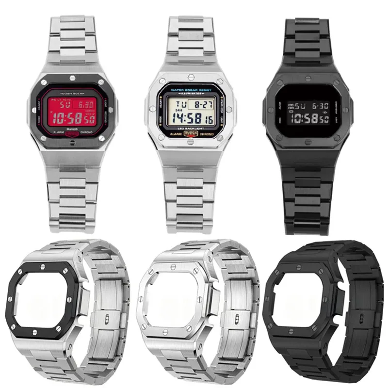 

New Modified Stainless Steel Case Strap for Casio G-SHOCK DW-5600 5610 GW-M5610 GW-B5600 Mod Kit Men Metal Watch Band Bezel Case