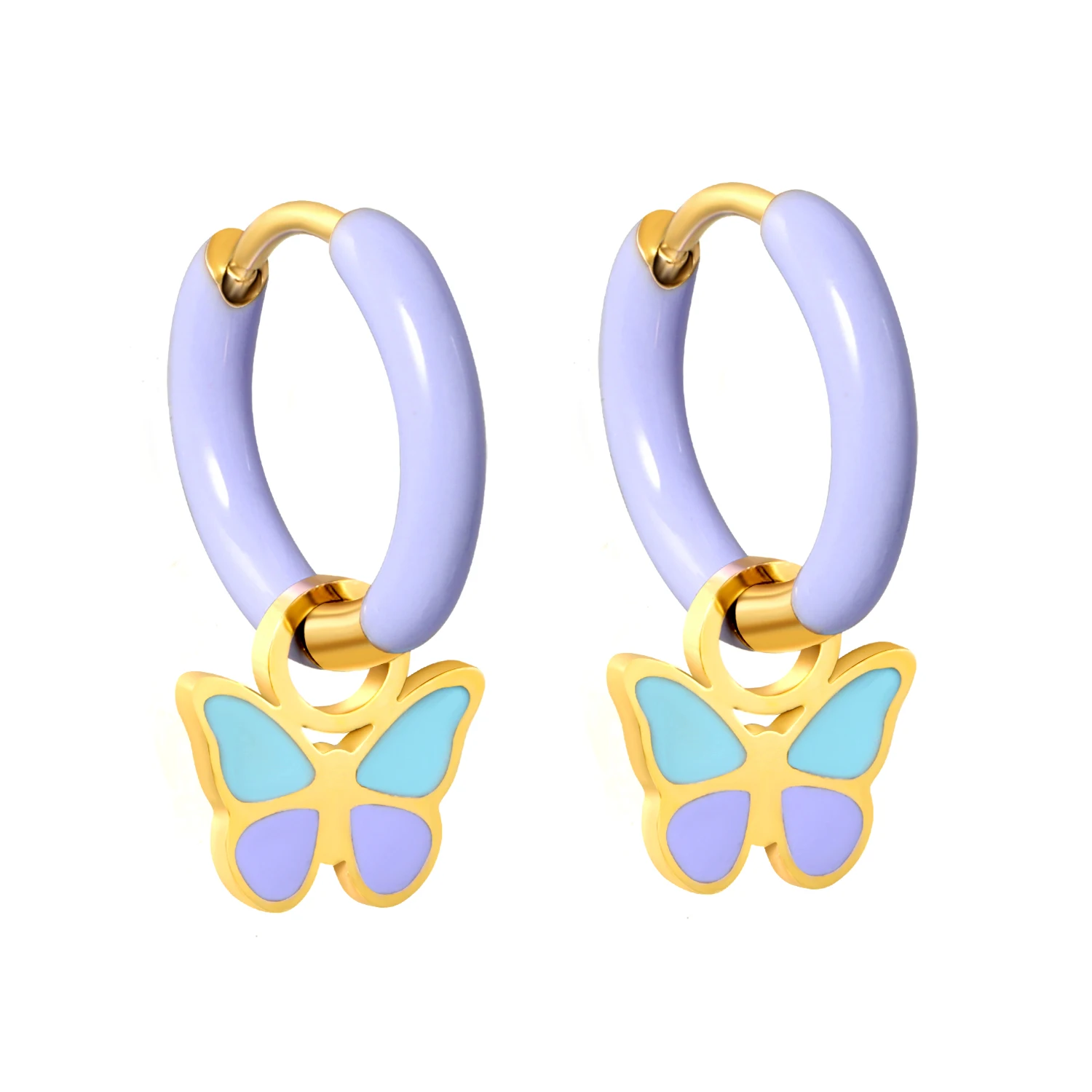 LUXUSTEEL New Christmas Stainless Steel Earrings Golden Plated Butterfly Snowman Star Cake Rabbit Drop Earrings Christmas Party