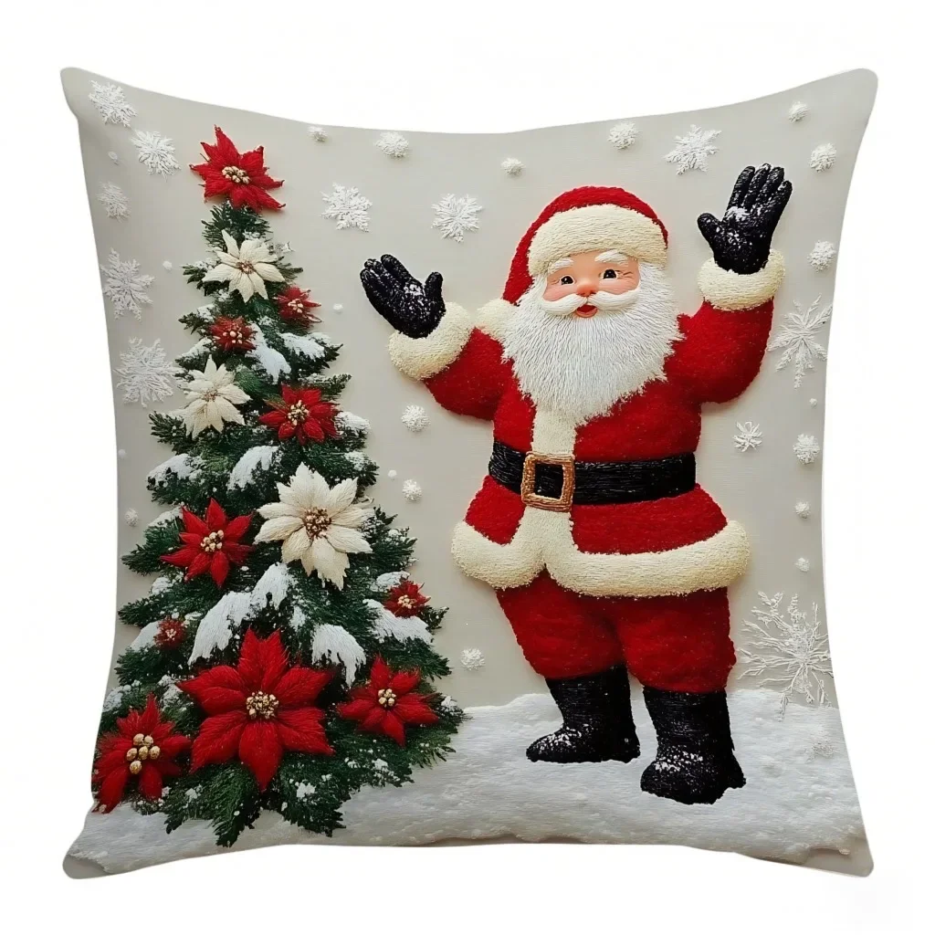 Merry Christmas Cushion Cover Lovely Santa Claus Penguin Deer Print for Sofa Bed Chair Christmas Home Decor Christmas Gift