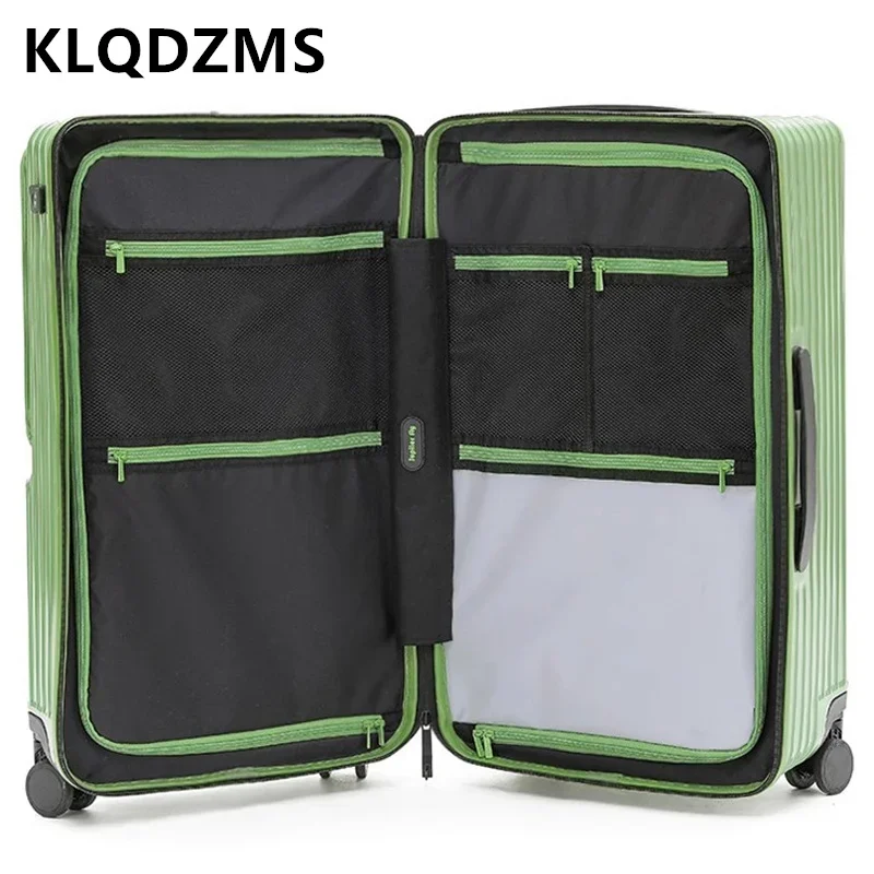 KLQDZMS USB Charging Suitcase Front Opening Laptop Boarding Case 20“24”26“28”30 Inch Trolley Case Multifunctional Luggage