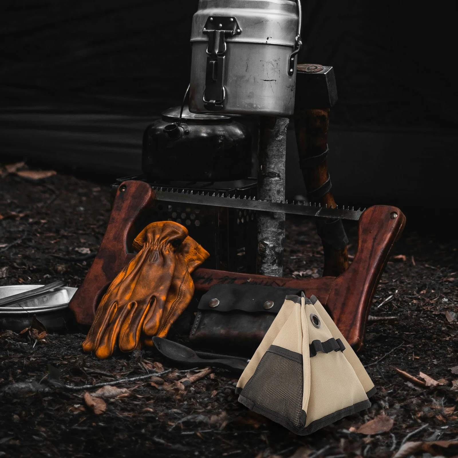 

Camping Tissue Fan Holder Portable Camping Canvas Holder Canvas Bag Picnic Paper Container Tripod Storage Outdoor