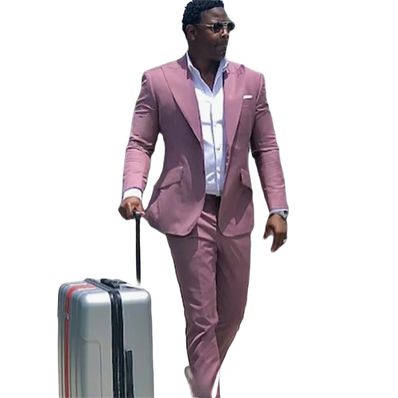 

Индивидуальные мужские смокинги на заказ, ярко-розовые мужские костюмы, пиджак для жениха, деловые костюмы для свадьбы и вечеринок (пиджак+брюки)