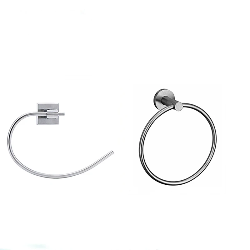 304 Stainless Steel Towel Ring Circular Opening Semi Circular Multiple Styles Bathroom Pendant Brushed Nickel