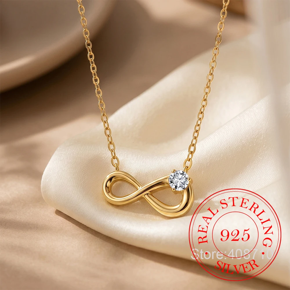 

925 Sterling Silver Jewelry Luxury Crystal Geometric Necklace Pendant for Women Wedding Party Jewelry for Girls Friend Gift