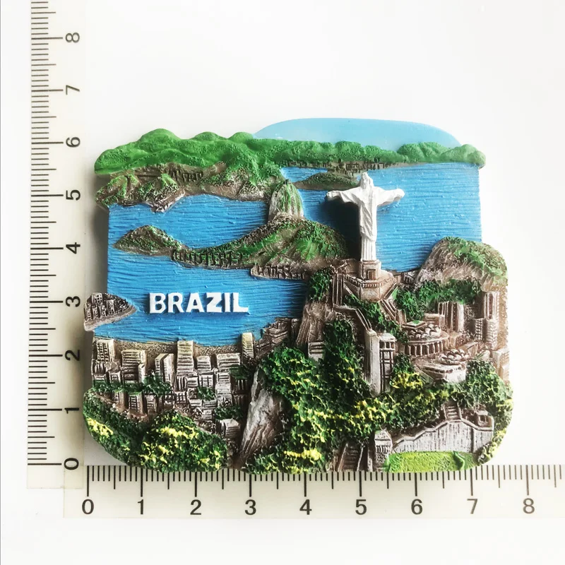 Brazilian urban landscape design, cultural atmosphere, Fridge magnet resin gift decorations, tourist souvenir message stickers