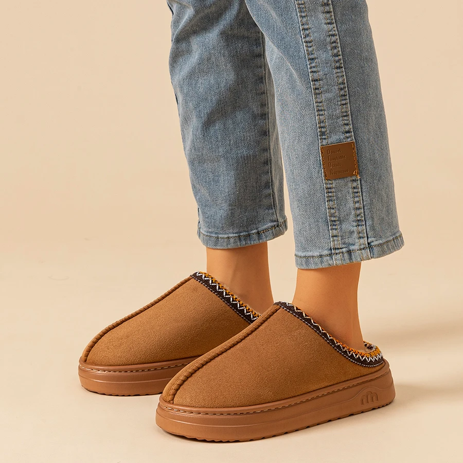 Fuzzy Fur Outdoor zimowe kapcie damskie komfort w pomieszczeniach antypoślizgowa miękka podeszwa odporna na mężczyzn Casual para bawełniane buty śniegowce