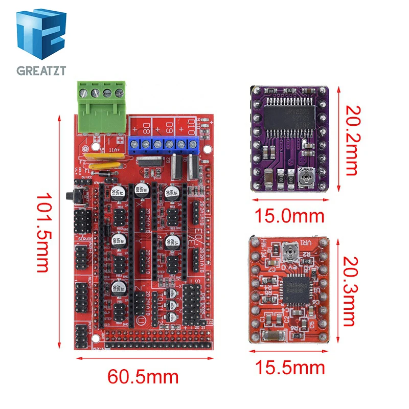 GREATZT RAMPS 1.4 3D printer kit control panel printer Control With 5Pcs A4988  Or DRV8825 Driver module for 3D Printer