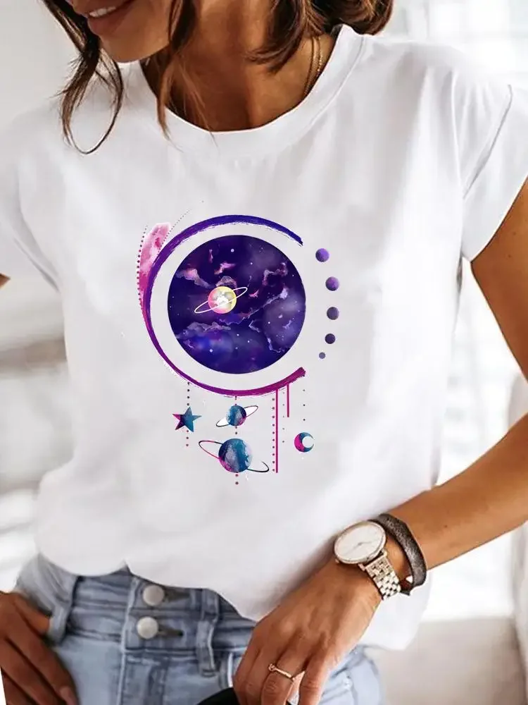 Bedrukte mode dames zomer casual aquarel liefde hart gestreept korte mouw kleding T-shirt kleding grafisch T-shirt Y2Ktop