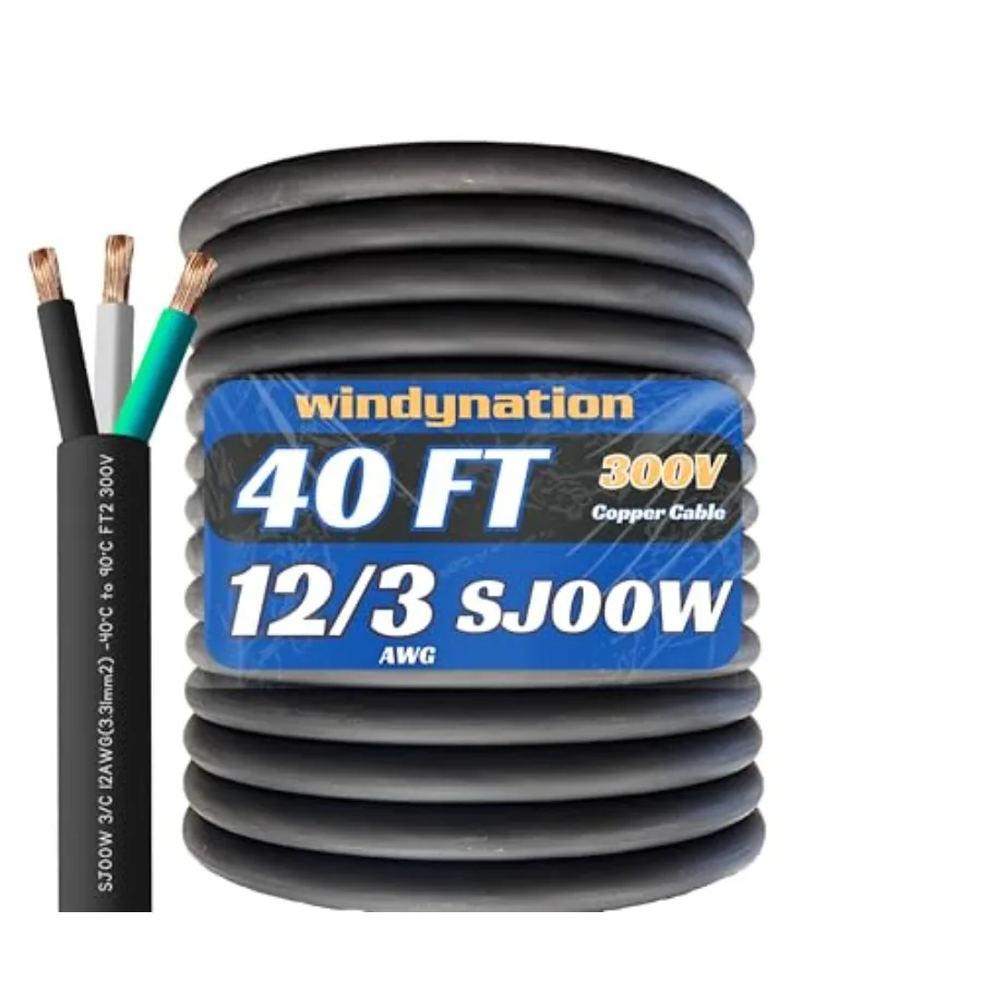 

3 SJOOW Cable Cord AWG 3 Conductor SO Wire - Gauge 3 Conductor /3 Wire 0V Portable Power Extension Cable for Motor Leads Portab