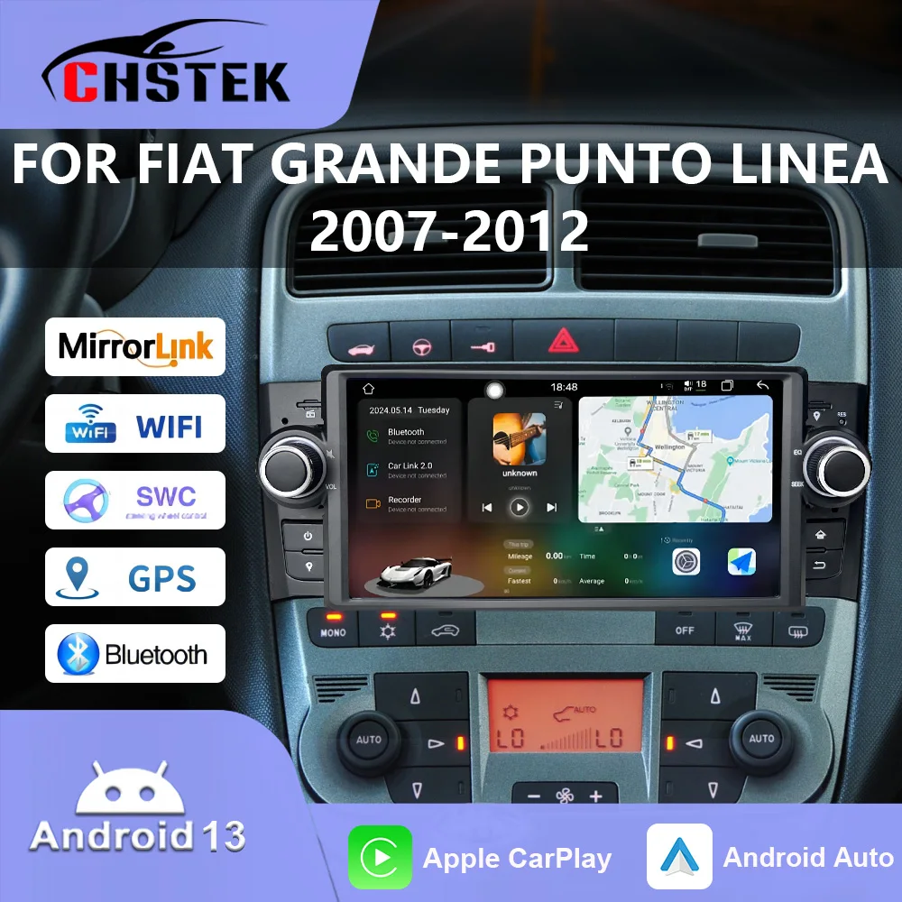 WIFI Navigation GPS Bluetooth Multimedia 4G Car Radio For Fiat Grande Punto Linea 2007-2012 CHSTEK Android Auto Wireless Carplay