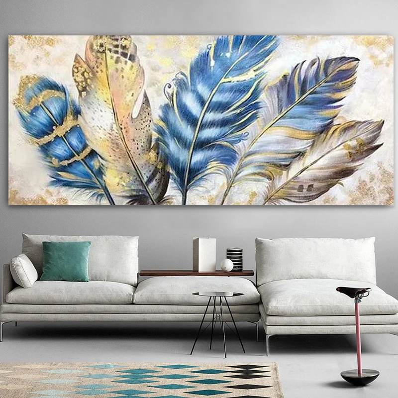 GATYZTORY Feather Picture Oil Painting By Numbers HandPainted Kits Floral DIY Frame Large Size On Canvas For Living Room 40x80cm