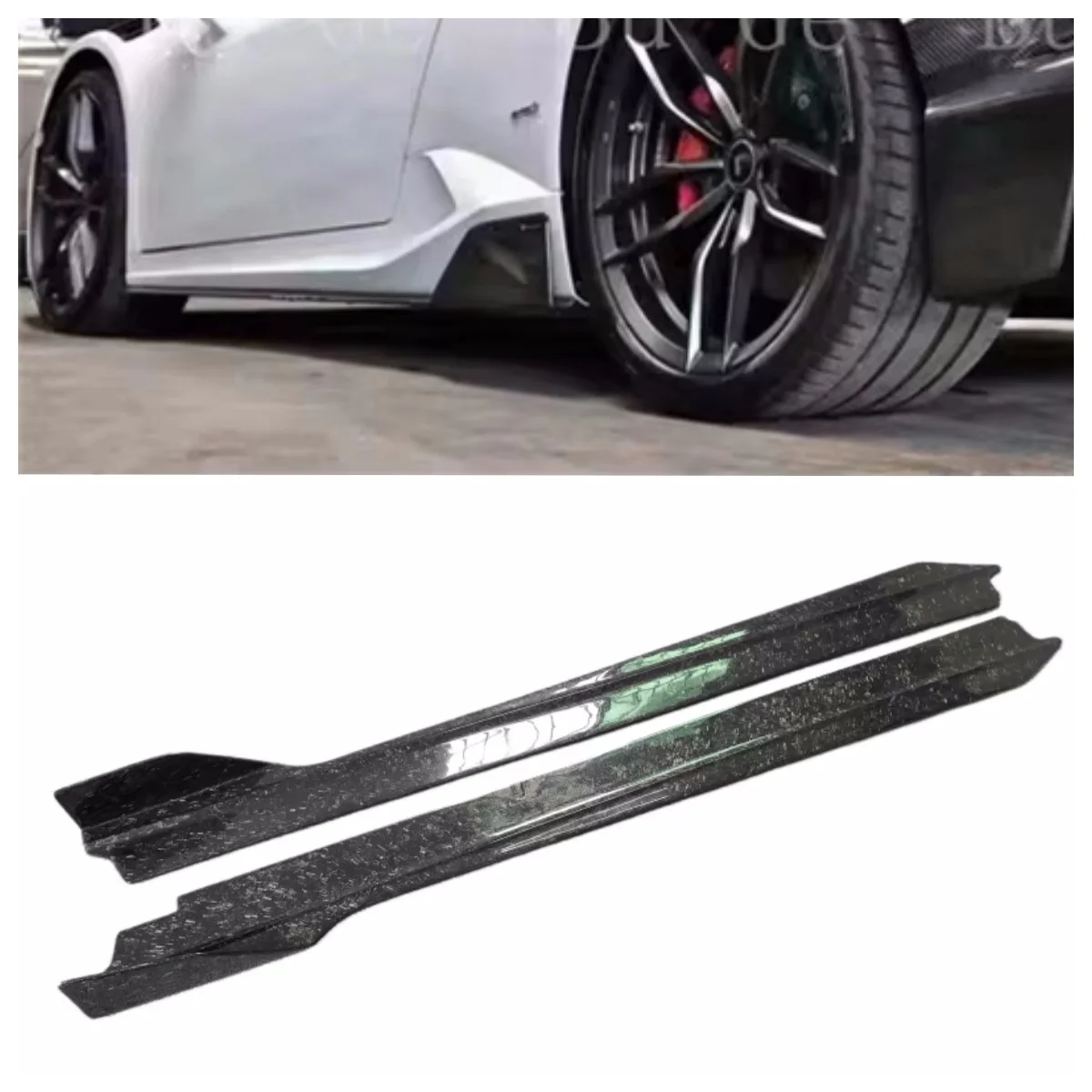 

Used for Lamborghini HURACAN LP610 Upgraded V-Style Forged Carbon Fiber Side Skirt Side Skateboard Body Kit