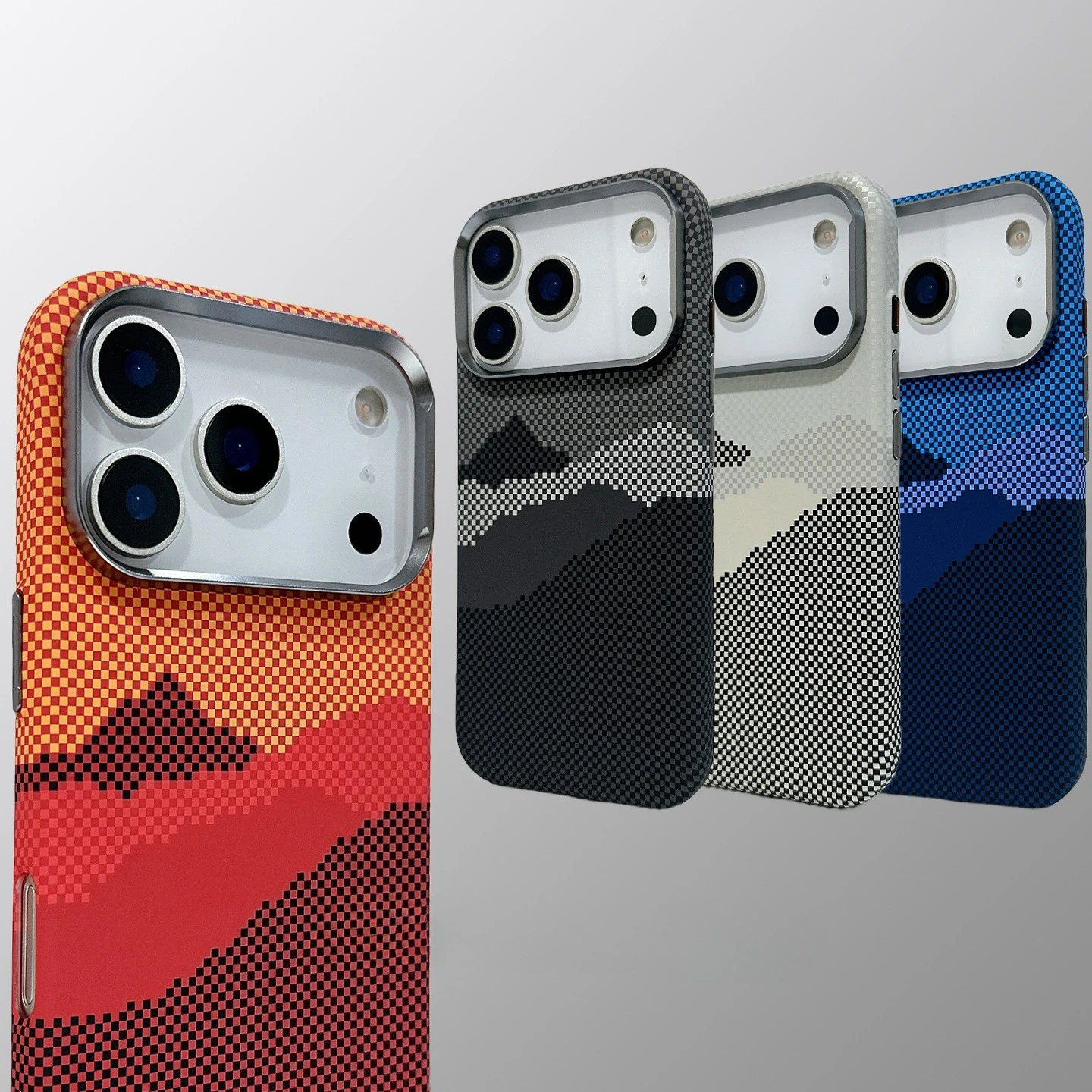 Magnetic Case Mountain Pattern Shell for iPhone 17 16 15 Pro Max Magnets Hard PC Cover Camera High Lens Protective Phone Capas