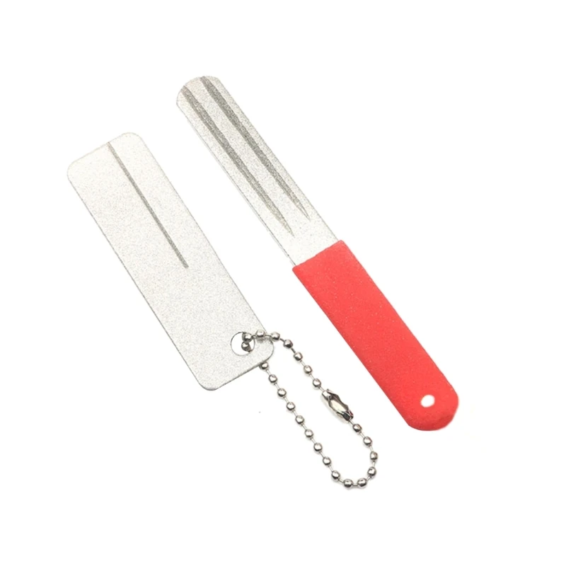 Diamond Stone Fish Knife Grinding Tools with Keychain for Bass Kayak Ice Fishing