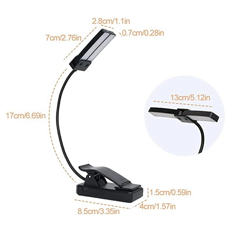 Double-Headed Rechargeable Portable Music Stand Light Lightweight Eye Care Book Light