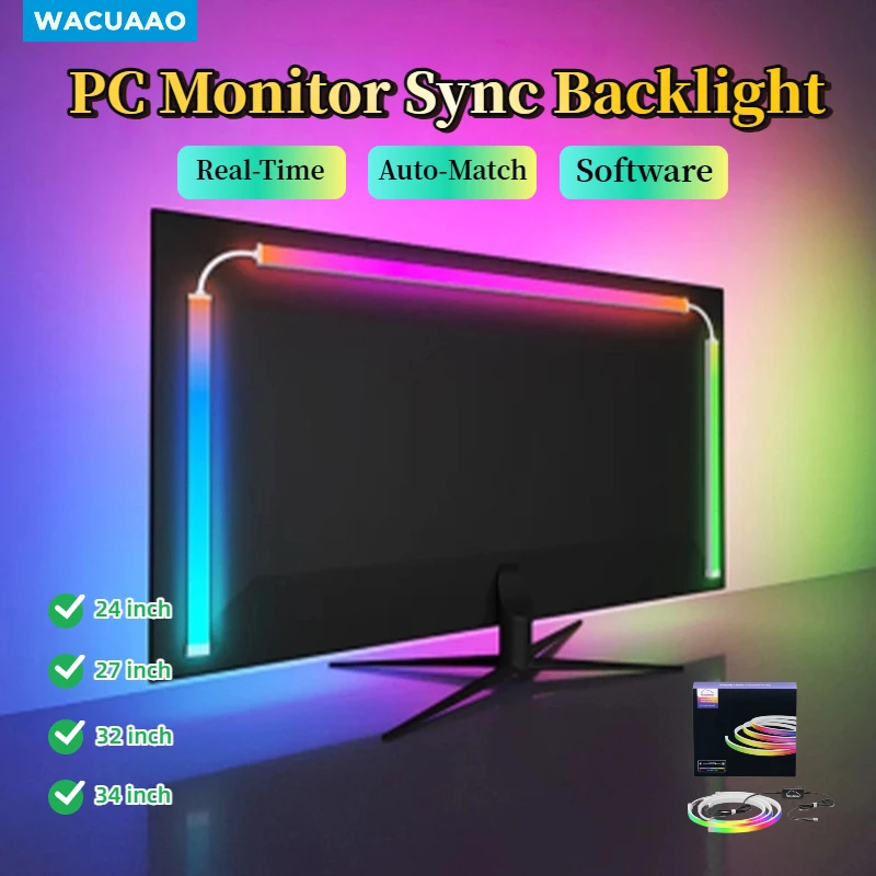 Immersion RGB Computer Bildschirm Synchronisation Licht Streifen, USB 5V Traum Farbe PC Hintergrundbeleuchtung Pickup Licht für Spielzimmer