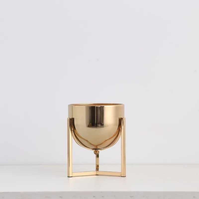 Gold Plated Hydroponic Vase Metal Tall Flower Arrangement Container Table Top Fruit Candy Storage Jar Dining Table Flower Vase