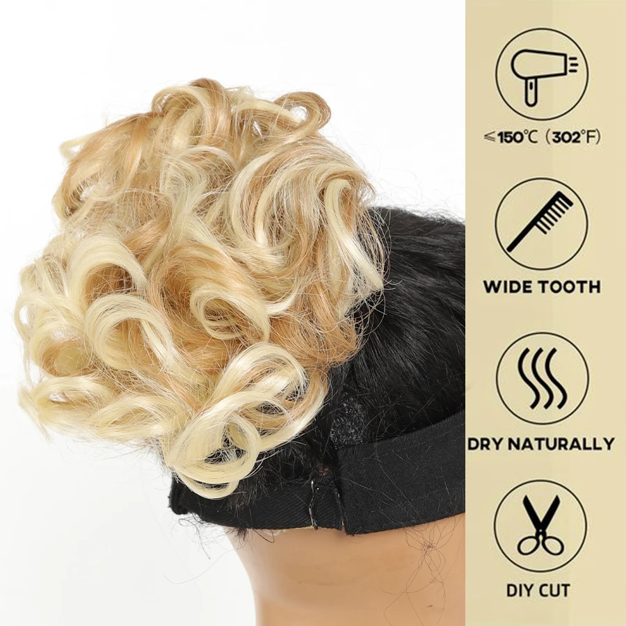 Wig ponytail hair bag women's hair comb drawstring messy short hair curly ponytail round temple hair piece wig bag