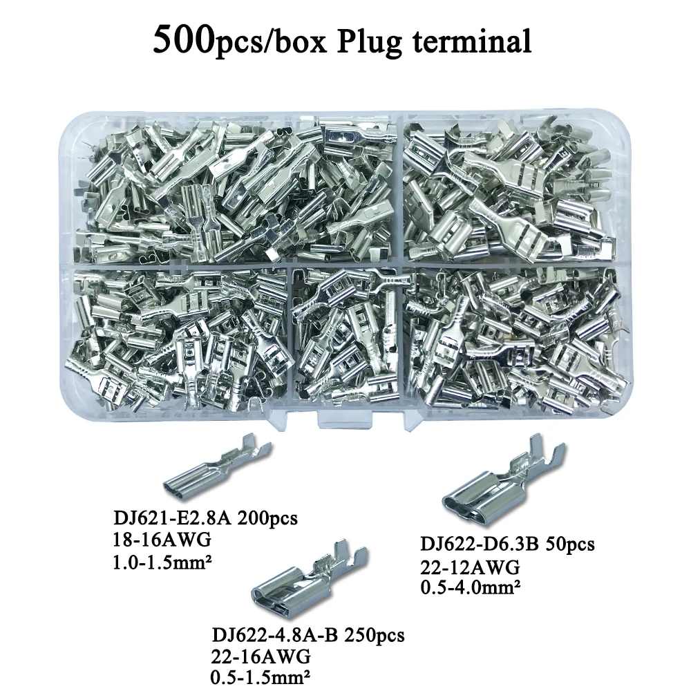 Pin tubular terminal DuPont spring connector connection terminal TAB2.8 4.8 6.3 Plug E-pin crimping spring terminal box