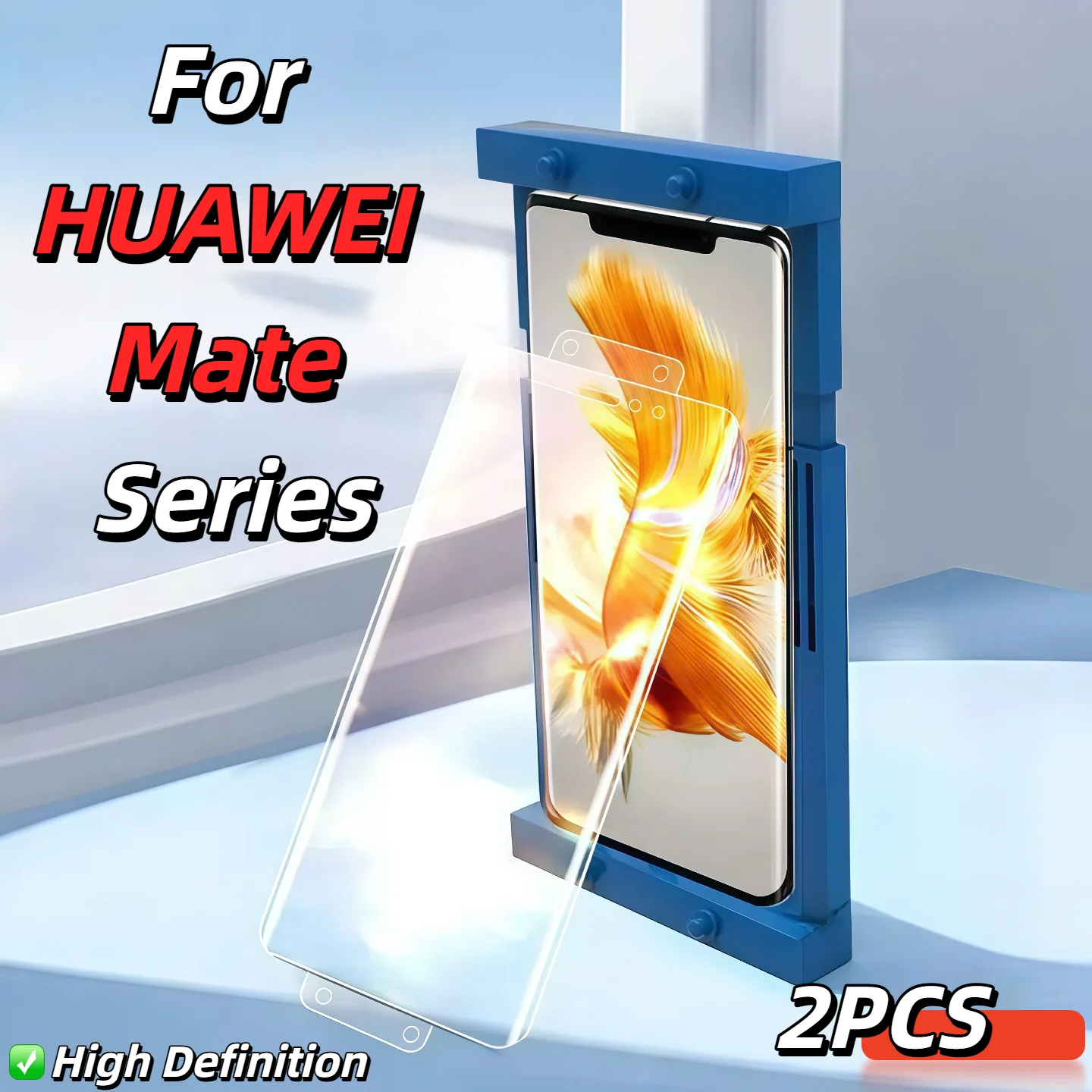 قطعتان من واقي الشاشة من السيراميك لسلسلة هواوي ميت - طبقة حماية من الزجاج الشفاف غير المقسى عالي الدقة مضادة للخدش