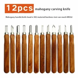 12pcs/set Wood Handle Wood Carving Chisel Cutter Wood Carving Knife Set Woodworking Engraving carving Hand Tool Kit Tools Set