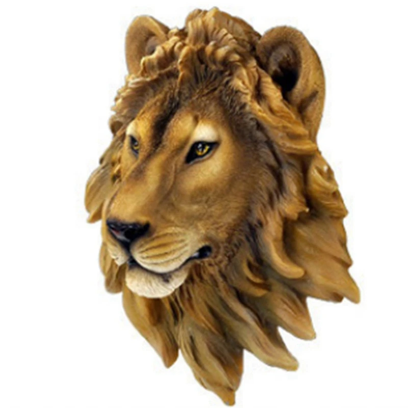 5X Wall Decoration Bar Wine Cellar Lion Head Simulation Sculpture Creative Decor Resin Craft Beast Head Wall Statue