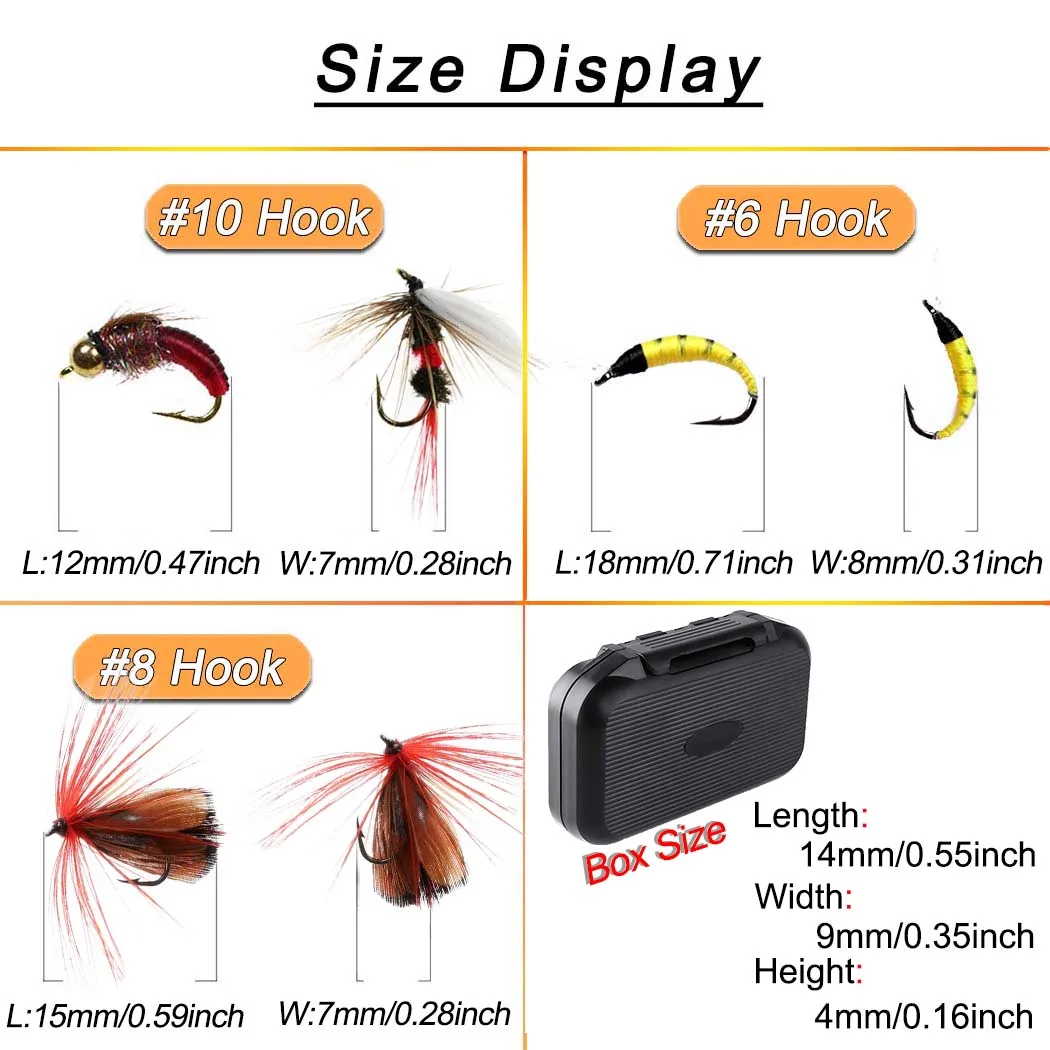 24/40/84/114pcs with Dry/Wet Flies Fly Fishing Flies Kit Fly Assortment Trout Bass Fishing with Fly Box