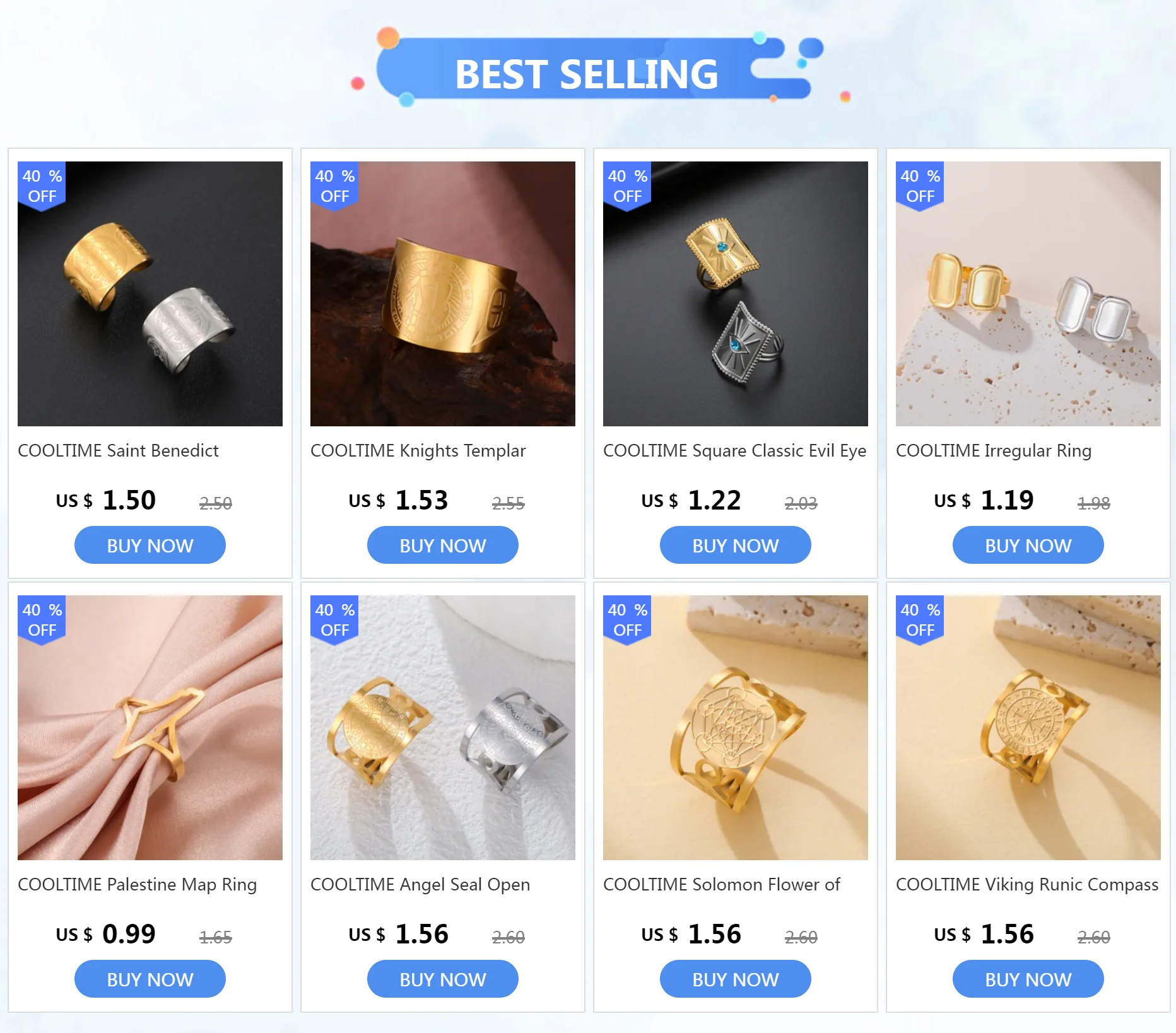COOLTIME Seestern Muschel Ring für Frauen Edelstahl Gold Farbe Trendy Ozean Offenen Ring Finger Schmuck Geschenk Neue – Detail 1