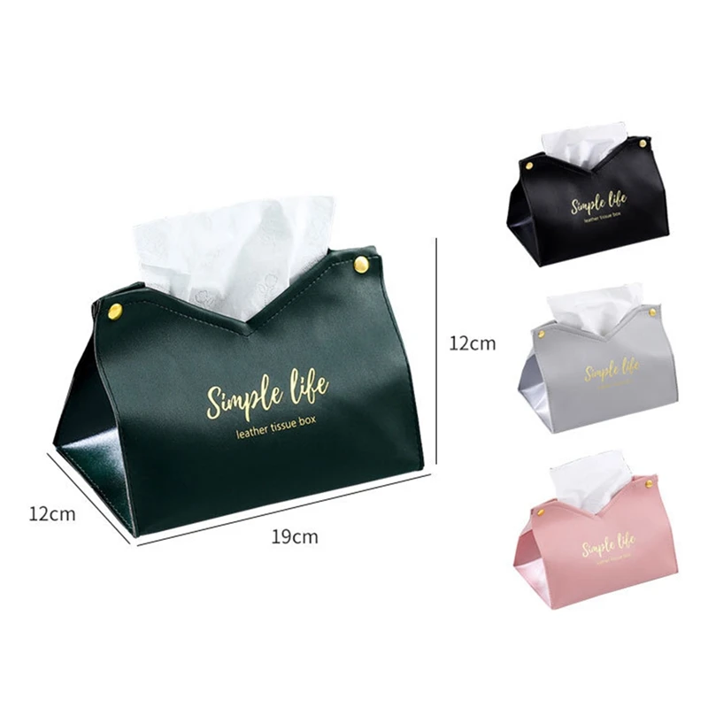 PU Leather Tissue Box Case Retro Tissue Container Home Napkin Holder Desktop Paper Storage Box Pumping Box