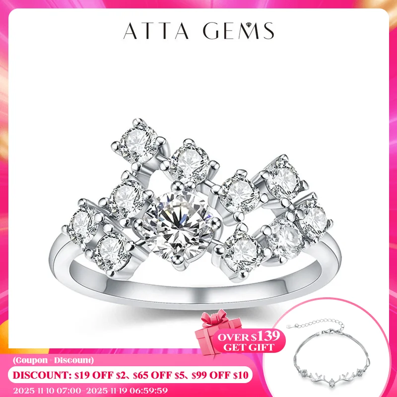 

ATTAGEMS Moissanite Ring D Color 1.5ct Excellent Round Shape 5mm 925 18K Real Engagement Wedding Rings For Women Fine Jewelry