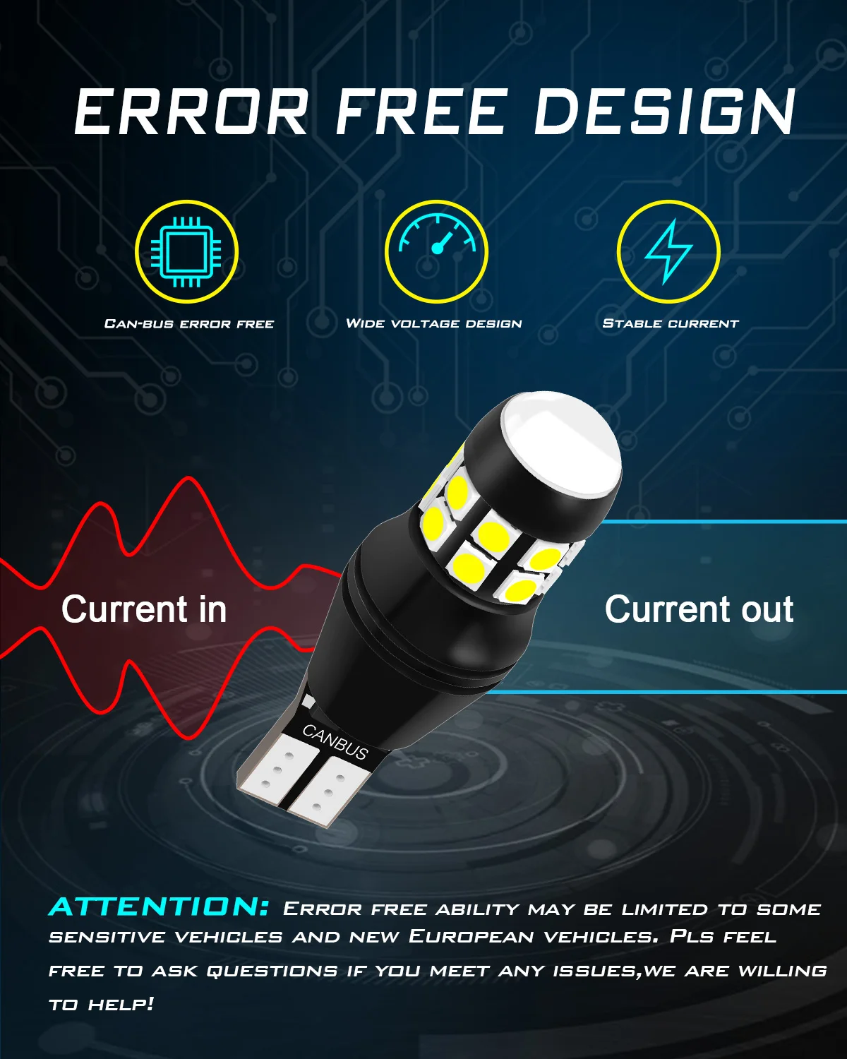 2x Canbus T15 W16W LED Base Socket Backup Light Bulbs High Power 3030 20-SMD 2000LM Error Free 912 921 LED Reverse Lights 6000K