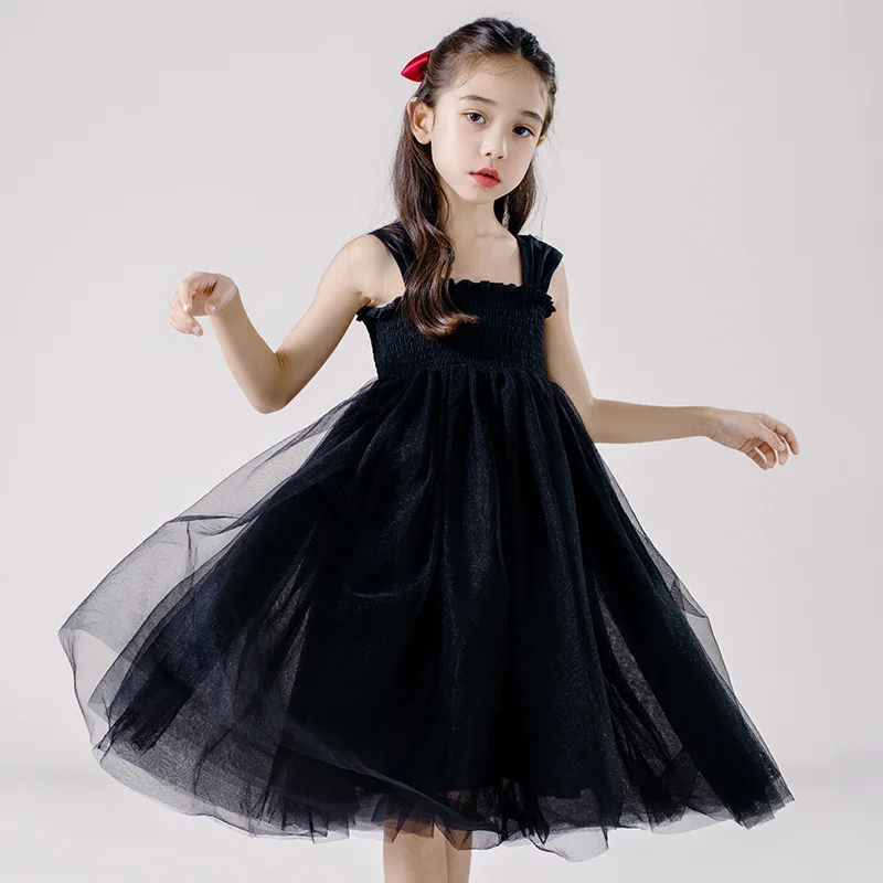 Toddler Girl New Birthday Tulle Dress Backless Bow Wedding Gown Kids Party Wear Princess  black Dress Baby Girl Bowknot Dresses