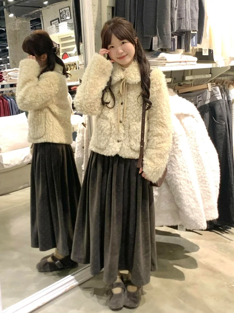 Nuova pelliccia di agnello Thiened Jaet da donna ort Faionable in pelle integrata con cintura in pelliccia di agnello velluto capispalla invernale casual Sli...