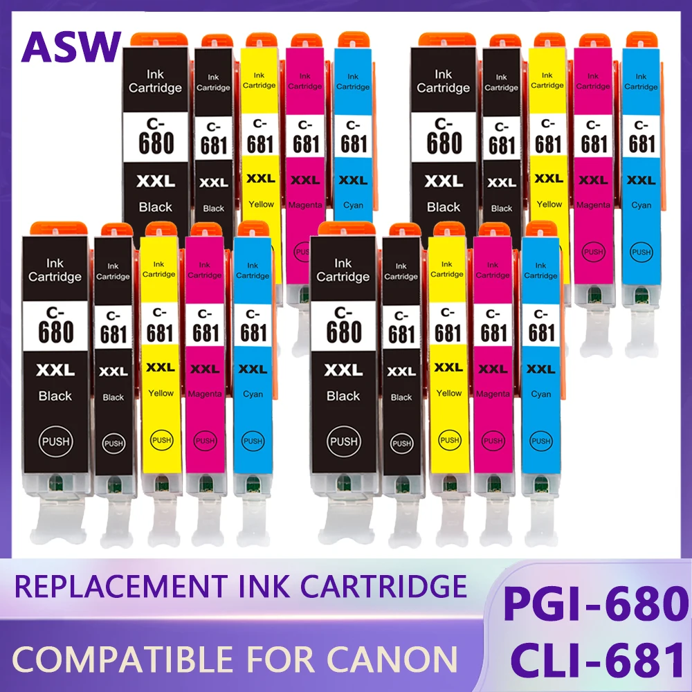 5Color Compatible Ink Cartridges for PGI680 CLI681 PGI-680 CLI-681 Use For Canon Pixma TR7560 TR8560 TS6160 TS8160 TS9160