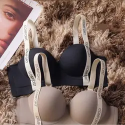 New Solid Color Thin Bra Without Underwire Slim Style Breathable Push-up Bra Simple Traceless Glossy Underwear Women