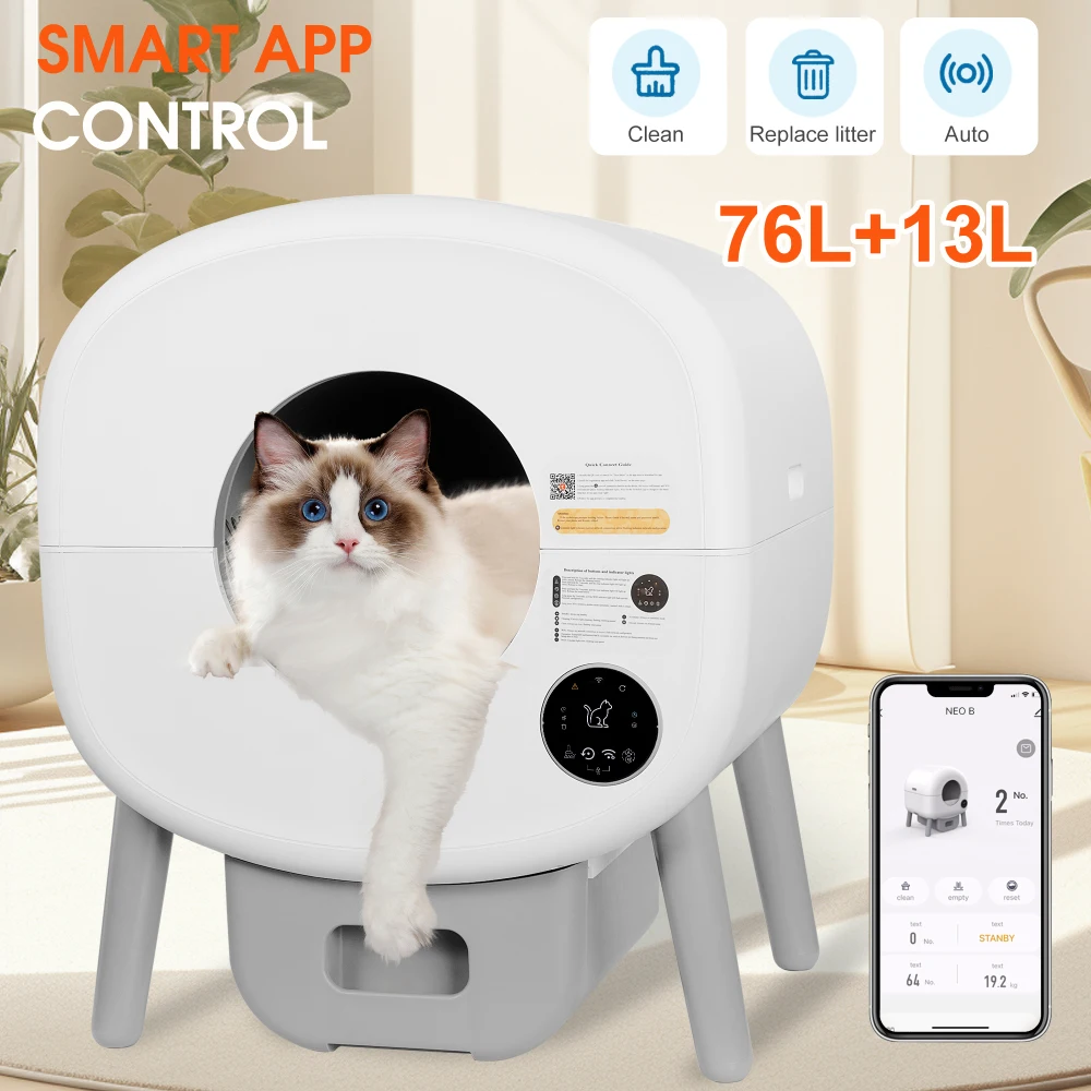 

Automatic Smart Cat Litter Box, Large Capacity Self-Cleaning Litter Box with Infrared/Gravity/Ambient Light Function pet items