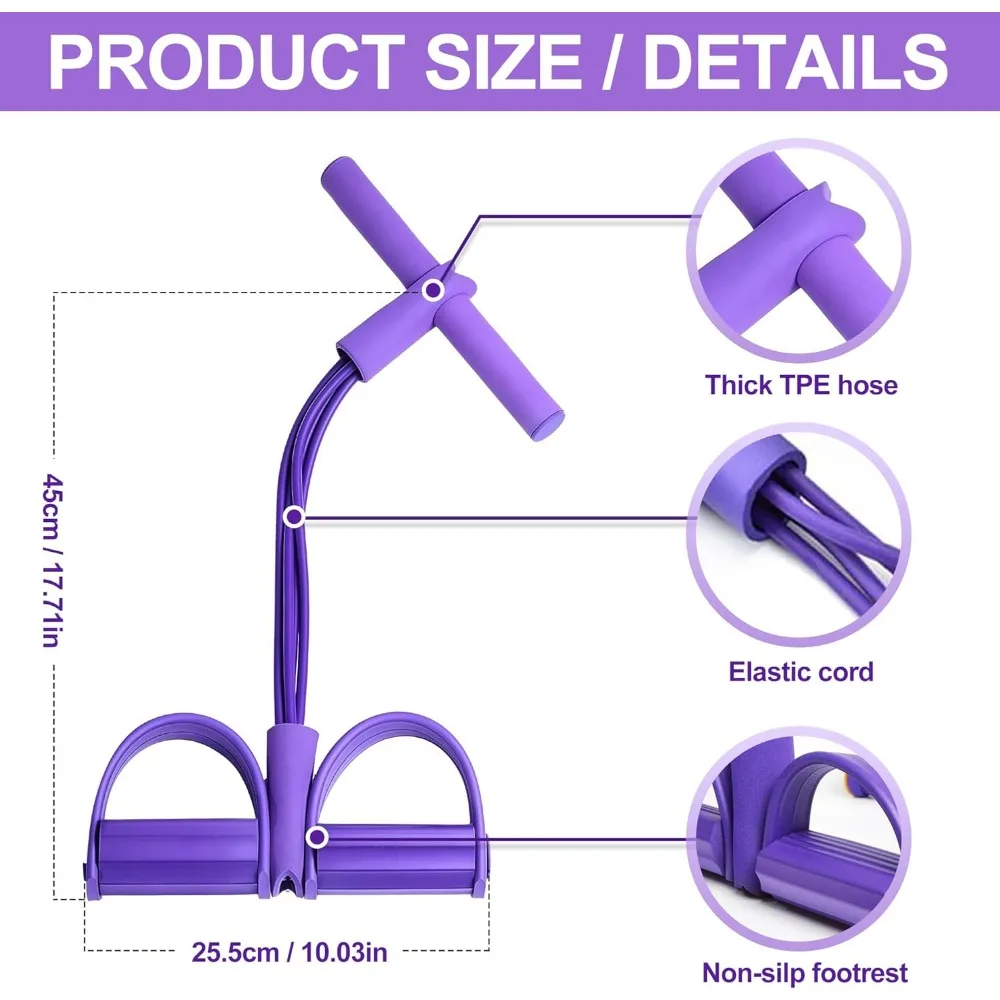 21 Fitness Resistance Bands-4 หลอดเหยียบข้อเท้า PULLER,โยคะยืดหยุ่นใหม่เหยียบ PULLER ยืดสําหรับออกกําลังกาย,AB การฝึกอบรม Auxi
