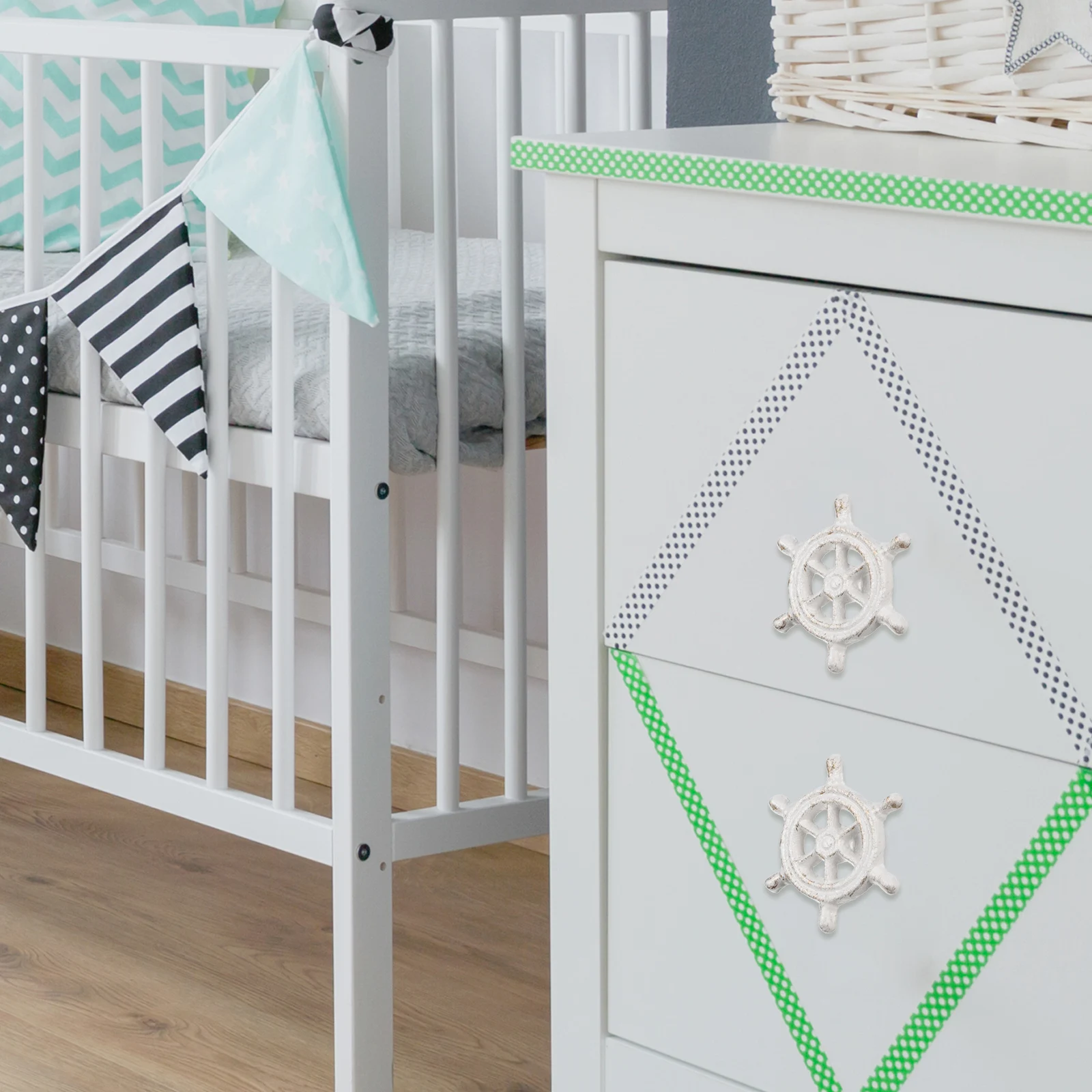 

2Pcs Cast Iron Ship Wheel Cabinet Handle Ocean Theme Door Knob Wardrobe Drawer Pulls Rustic Furniture Hardware