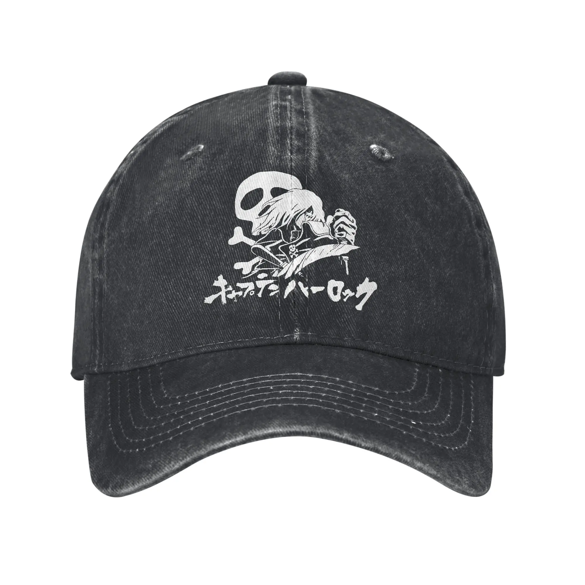Fashion Space Pirate Captain Harlock Albator Baseball Cap Unisex Distressed Denim Sun Cap  Outdoor Activities  Gift Caps Hat